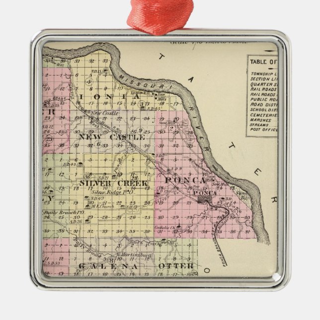 Dixon County, Nebraska Silbernes Ornament (Vorne)