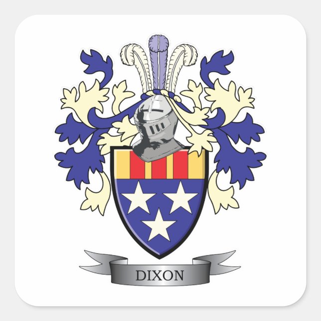 Dixon-Familienwappen-Wappen Quadratischer Aufkleber (Vorderseite)