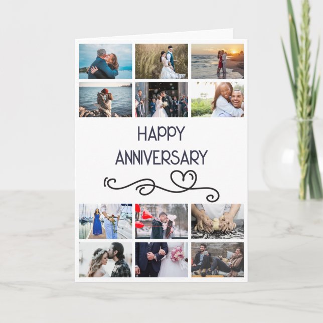 DIY 12 Foto Jubiläum Hochzeit einfache Herz Karte (Vorderseite)