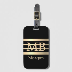DIY 3-D Gold Monogramm/Name, Bk/Gold Streifen, sch Gepäckanhänger