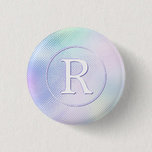 DIY 3D weißes Monogramm im Kreis, schillerndes Gla Button
