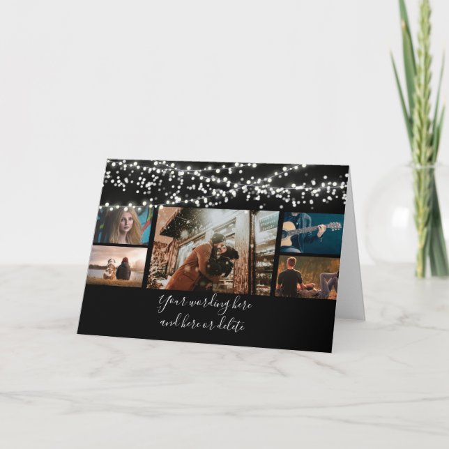 DIY 5 Foto Jubiläum Hochzeitscollage Lichter Karte (Vorderseite)
