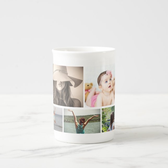 DIY 5 Foto Kollektion Familienfreunde nach Maß Prozellantasse (Vorderseite)