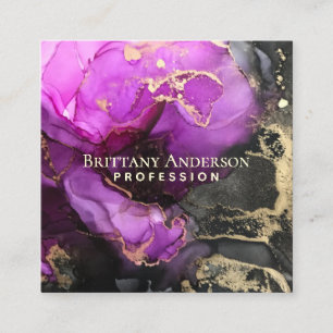 DIY Abstrakt Black Lila Gold Quadratische Visitenkarte