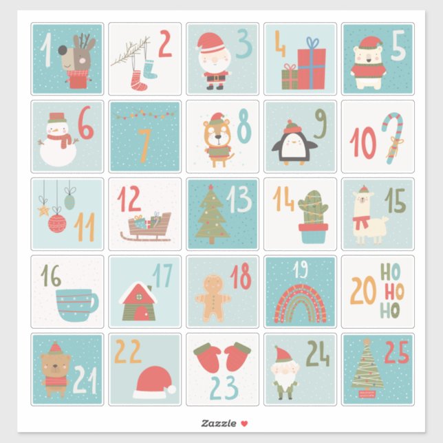 DIY Advent Calendar Stickers Klassiker Weihnachten Aufkleber (Blatt)