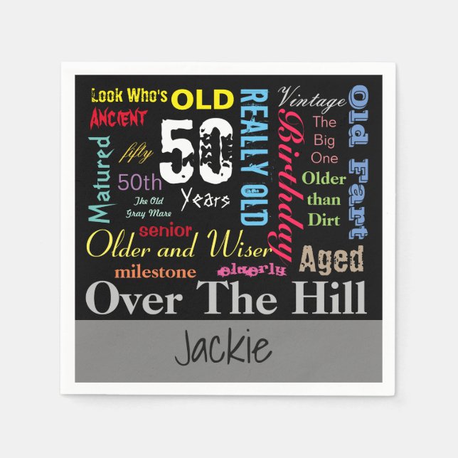 DIY Age | 50. Happy Birthday | Meilenstein Serviette (Vorderseite)