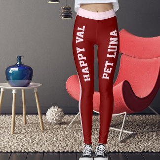 DIY Animal Pet Lovers Happy Valentine's Day Red Leggings