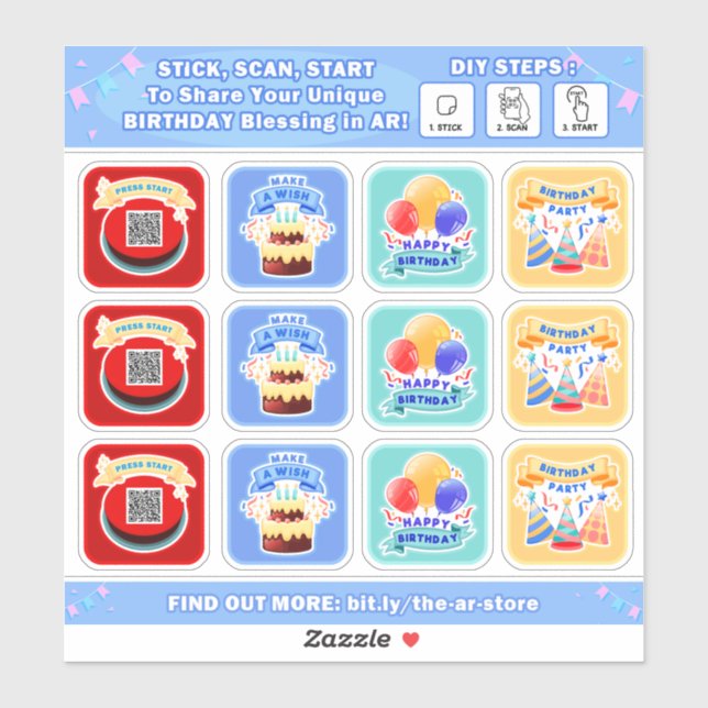 DIY-AR Birthday Sticker (Blatt)