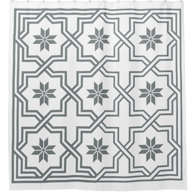 DIY Background Charcoal Byzantine Quatrefoil NL Duschvorhang (Vorderseite)
