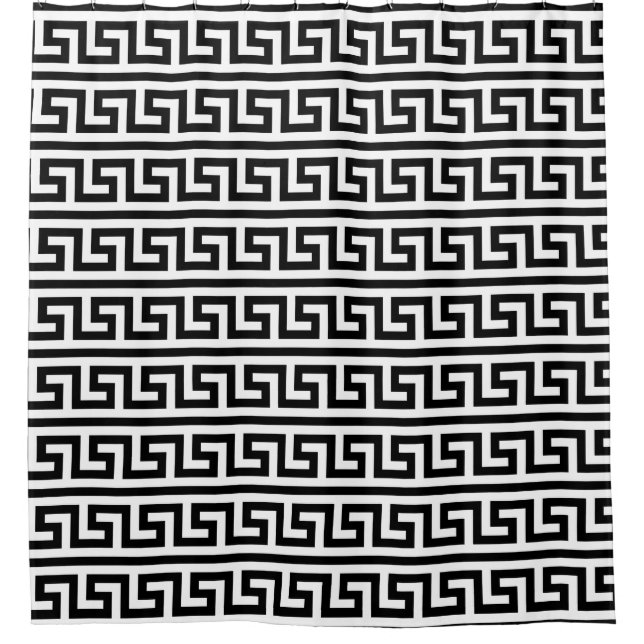 DIY Background Schwarz-weiß Griechisches Schlüssel Duschvorhang (Vorderseite)