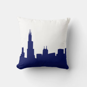 DIY BG Chicago-Silhouette Blau Kissen