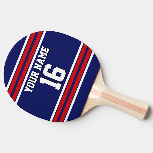 DIY BG Navy Red Team Jersey Name Tischtennis Schläger (Seitenansicht)