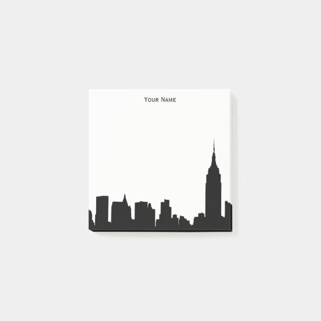 DIY BG NYC Skyline-Silhouette Post-it Klebezettel (Vorderseite)