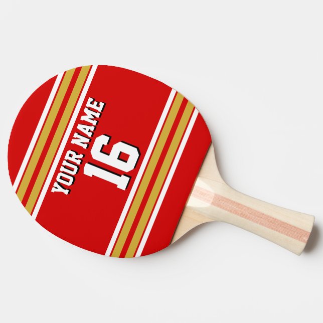 DIY BG Red Gold Team Jersey Benutzername Tischtennis Schläger (Seitenansicht)