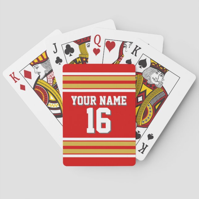 DIY BG Red Gold Team Jersey Kundennummer Spielkarten (Rückseite)
