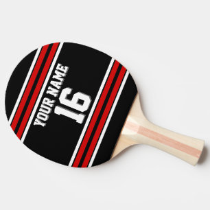 DIY BG Schwarz Rot Team Trikot Benutzerdefinierte  Tischtennis Schläger