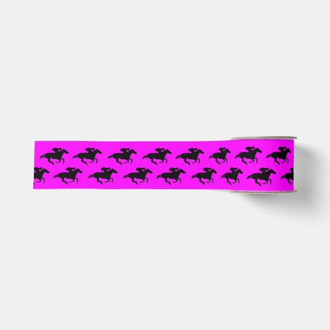 DIY Black Race Pferde auf jeder Farbe Ripsband (Vorderseite)