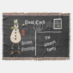 DIY Chalkboard Postkarte mit rustikalem Schneemann Decke