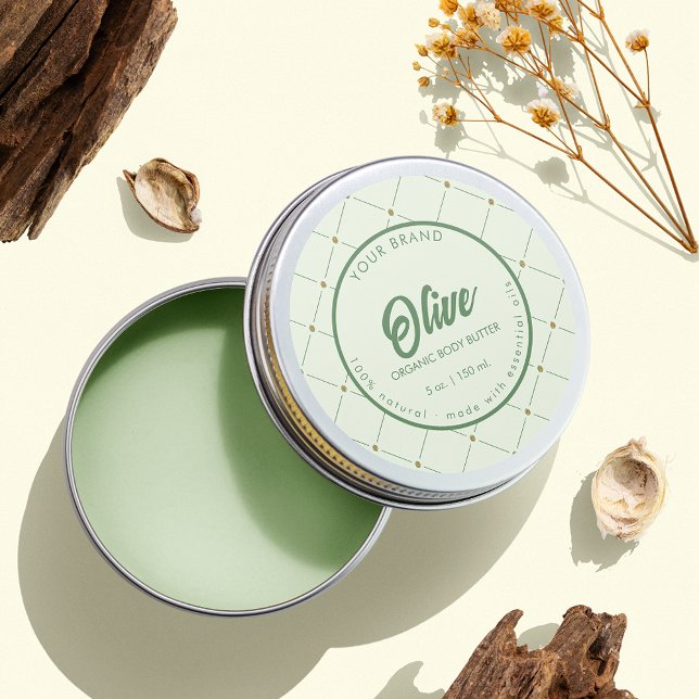 DIY Circle Cosmetic Jar Label in Retro Green Runder Aufkleber (Von Creator hochgeladen)