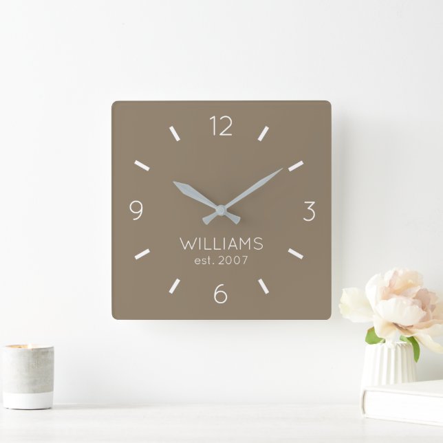 DIY Clock | Benutzerdefinierte Farbe, Name, Text Quadratische Wanduhr (Zuhause)