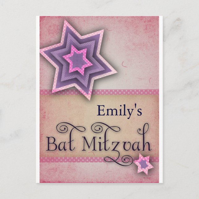 DIY Colorful Bat Mitzvah Design Postkarte (Vorderseite)