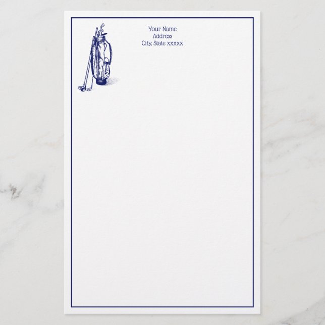 DIY Colors Golf Bag Golf Clubs Blue Briefpapier (Vorderseite)