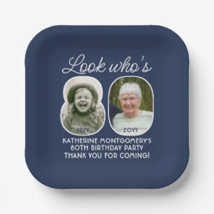 DIY Colors ・ Schauen Sie, wer ist 80 Geburtstagspa Pappteller