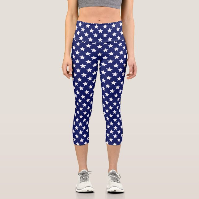 DIY Colors Stars White Navy Capri Leggings (Vorderseite)