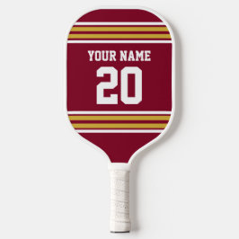 DIY Colors Team Jersey Stripes Gold Burgundy SV Pickleball Schläger