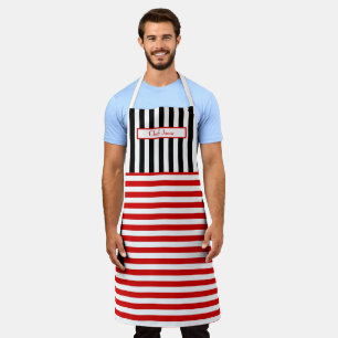 DIY Colors Vertical Horizontal Stripe Red White Bk Schürze