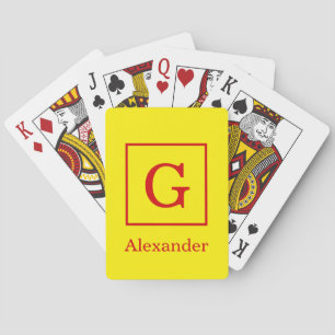 DIY Colors Yellow Red Gerahmt Initial Monogram SV Spielkarten