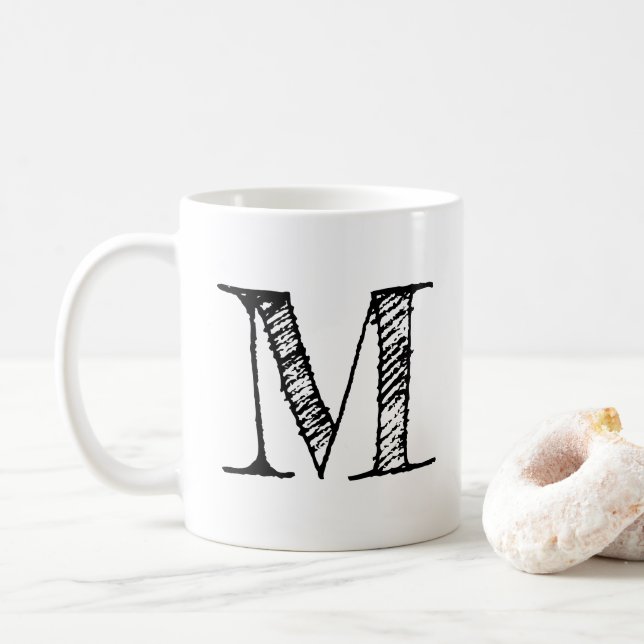 DIY Custom Personalisiert Black Monogram Initial T Kaffeetasse (Mit Donut)