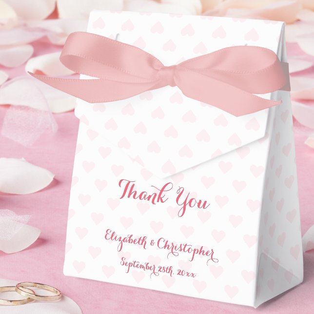 DIY Custom Personalisiert Elegant Script Rosa Herz Geschenkschachtel (DIY Custom Personalized Elegant Script Pink Hearts Favor Boxes)