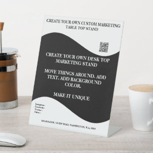 DIY Desktop-Marketing-Stand 8x10 Schwarz-weiß Sockelschild