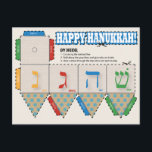 DIY Dreidel Happy Hanukkah Grußkarte Feiertagspostkarte<br><div class="desc">DIY Dreidel Happy Hanukkah Grußkarte - Diese fantastische Happy Hanukkah Karte, die sich zum traditionellen Dreidel-Spiel wandelt, präsentiert sich. Im Geist von Hanukkah entworfen, brauchen Sie nur eine Schere und einen Klebstoff, und Sie sind bereit zu gehen. Diese listige Karte wird den Kindern sicher so viel Spaß machen. Innerhalb der...</div>