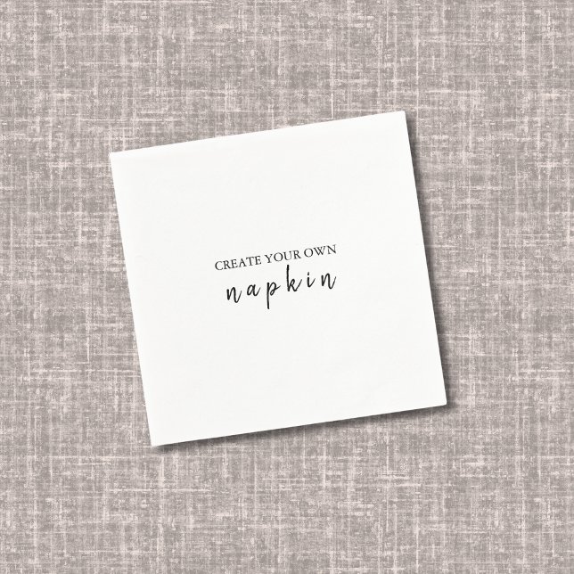 DIY Editable White Black Wedding Cocktail Napkin Serviette (Von Creator hochgeladen)