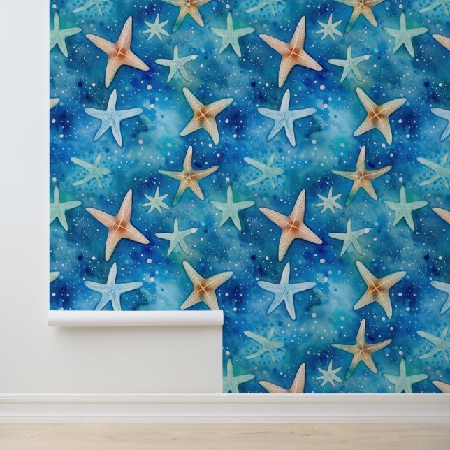 DIY Elegance Ocean Starfish Blue Nautical Sea Tapete (Anwendung)