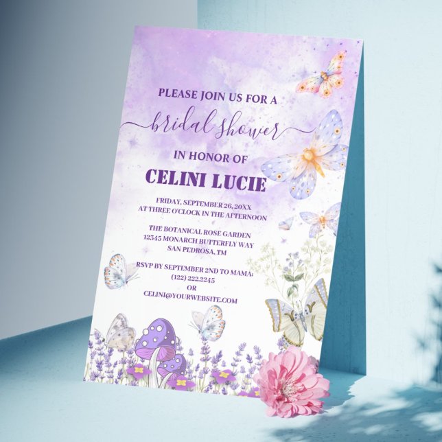 DIY Elegangold und Lila Butterfly Bridal Showe Einladung (DIY Elegant Gold and Purple Butterfly Bridal Shower Invitation)
