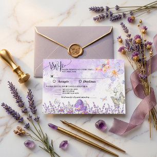 DIY Elegangold und Lila Butterfly RSVP Card Karte