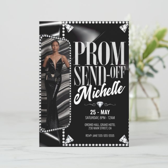 DIY Elegant Prom Foto Abschluss abschicken Einladung (Stehend Vorderseite)