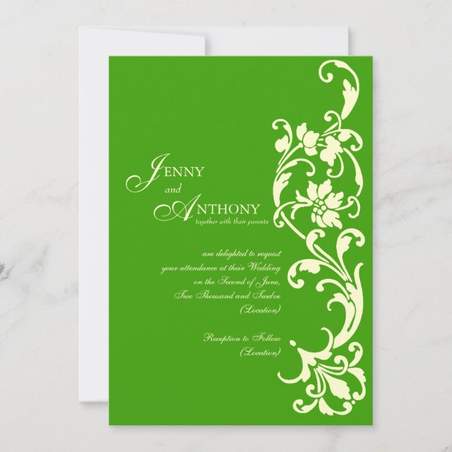 DIY Elegante Einfachheit in Emerald und Cream Einladung (Vorderseite)