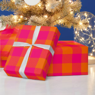 DIY-Farben Buffalo Plaid Tartan Med SV Orange Pink Geschenkpapier