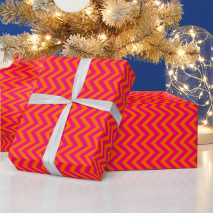 DIY-Farben Chevron Zickzack Himbeerrosa Orange Geschenkpapier