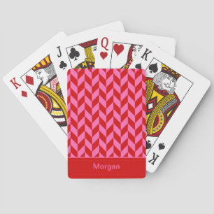 DIY-Farben Herringbone-Streifen SV Rot Heißrosa Spielkarten