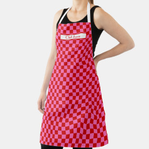 DIY-Farben Rot Heißrosa Schachbrettmuster  Schürze