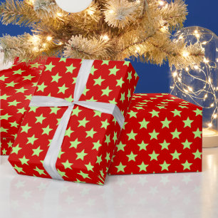 DIY Farben Sterne Groß SV Rot Pistazie  Geschenkpapier
