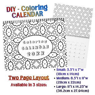 DIY-Färbungsmuster benutzerdefinierte Outline-Kuns Kalender
