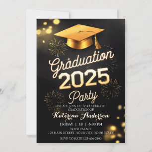 DIY Formal Dinner Abschluss Black Gold Fireworks Einladung
