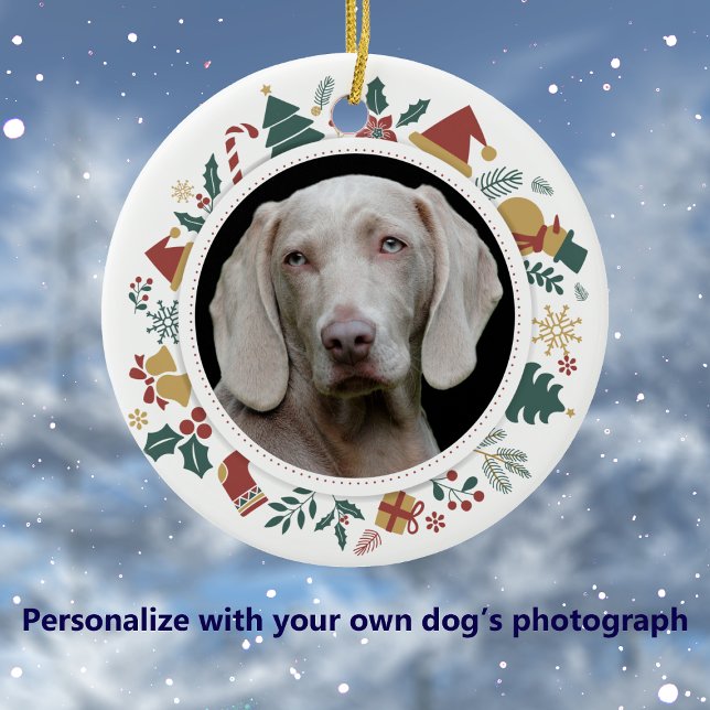 DIY Foto in Christmas Images Border Pet Keramik Ornament (Von Creator hochgeladen)