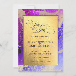 DIY Foto Lila Pink Gold Foil Hochzeit Save The Date